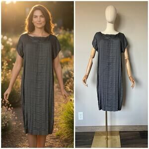 Babette San Francisco SF Sz M Women’s Gray Crinkle Shift Dress Artsy Leganlook